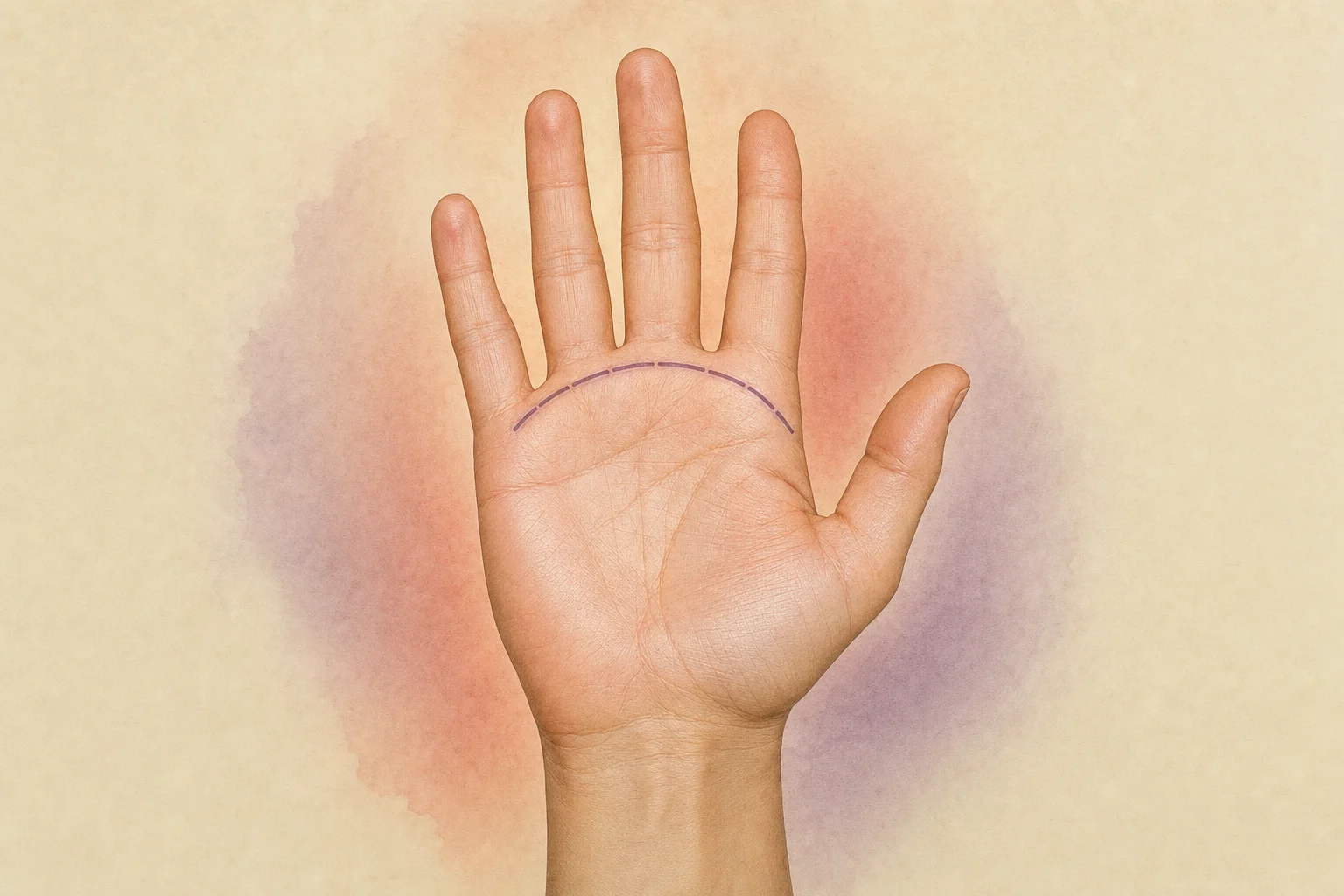 Open palm with the curved Girdle of Venus highlighted above the heart line