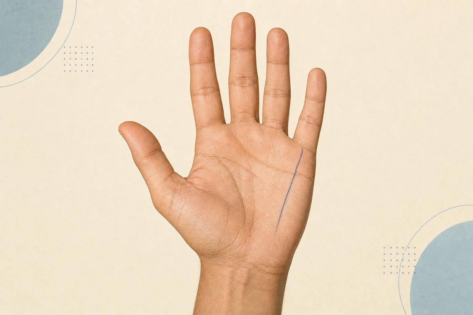 Open palm with a fine Mercury line highlighted toward the little finger