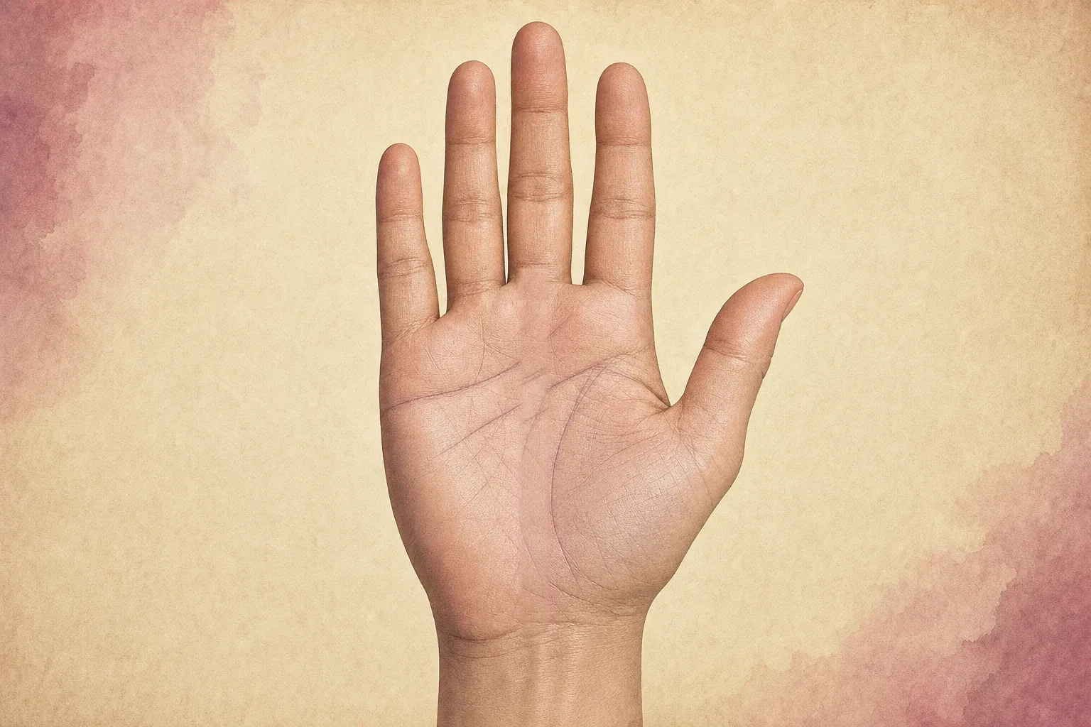 Open palm showing clear major creases without a vertical fate line through the center