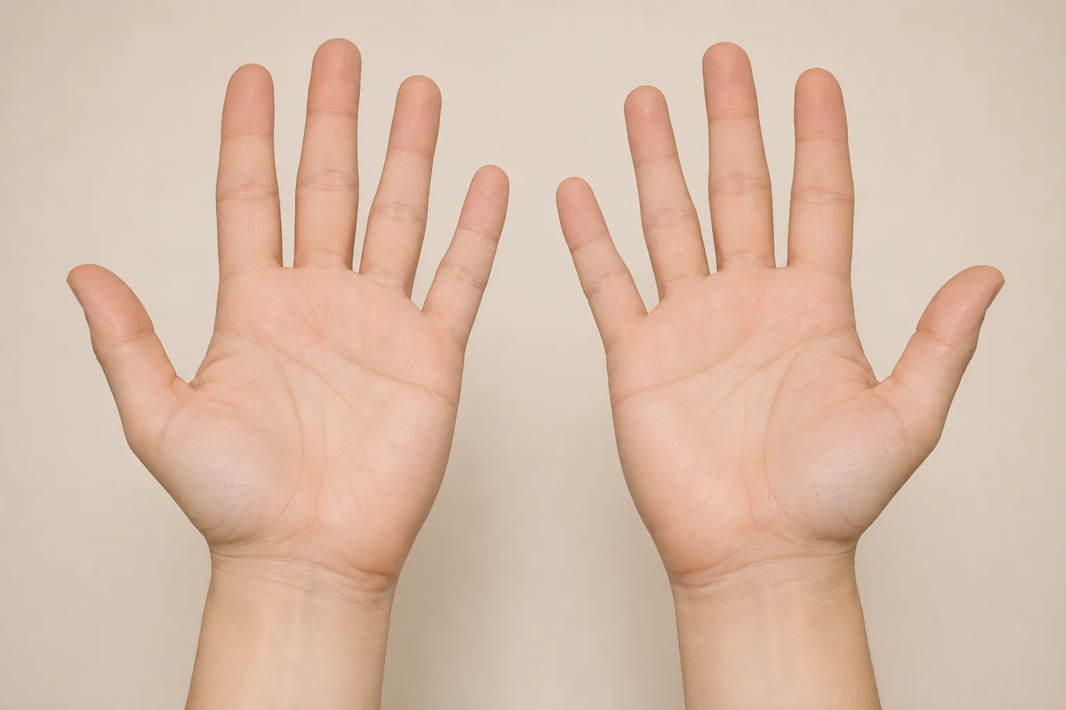 Left and right palms held open side by side for comparison