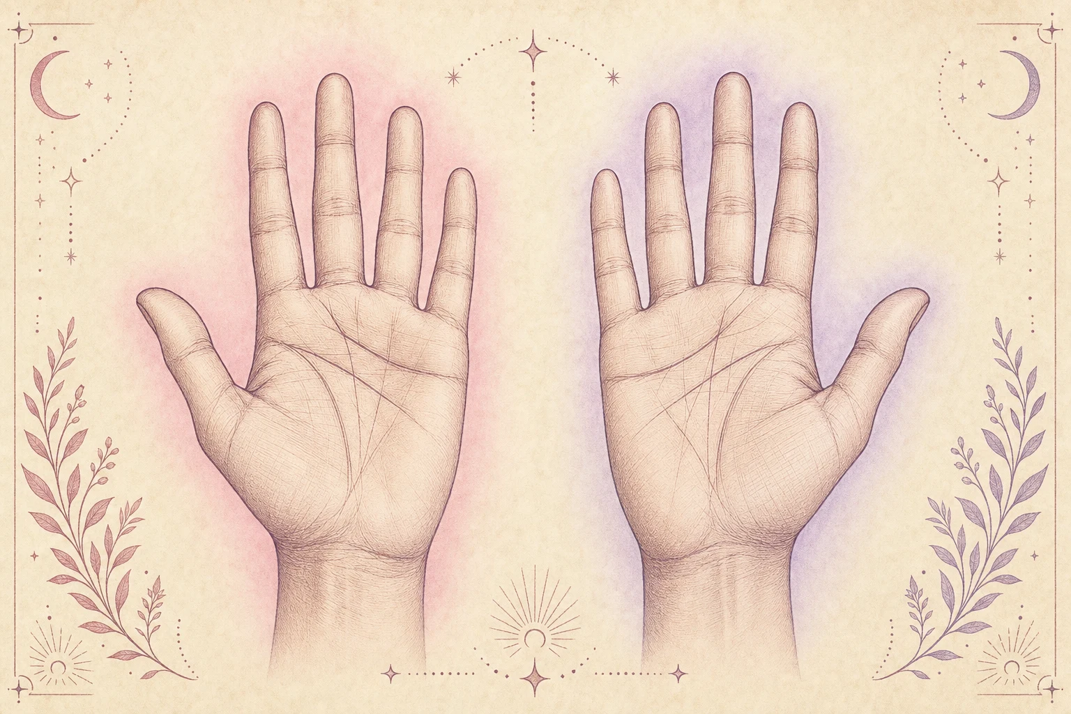 Left and right open palms shown side by side for comparison