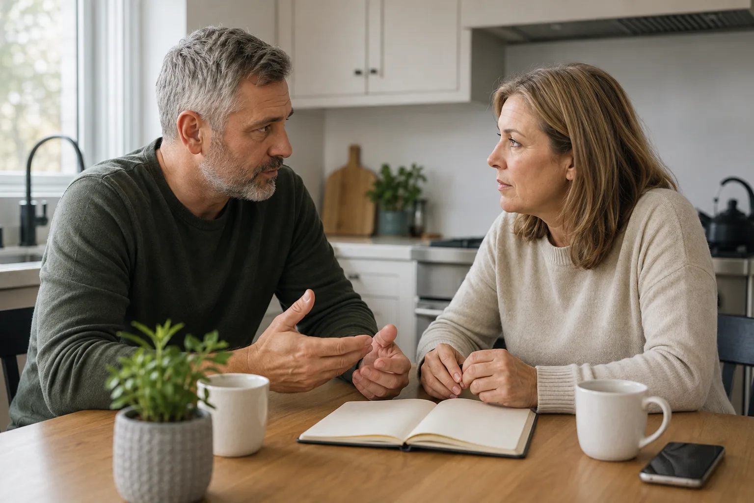 Former partners have a serious conversation about rebuilding their relationship
