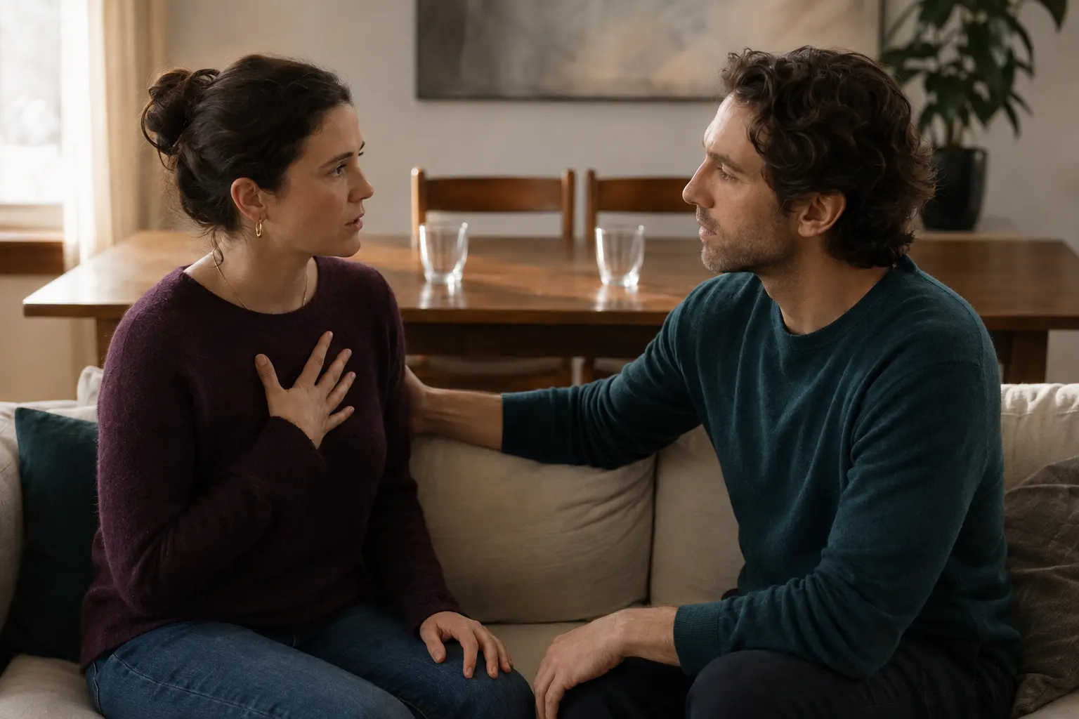 Couple discussing disrespect from friends after a social gathering