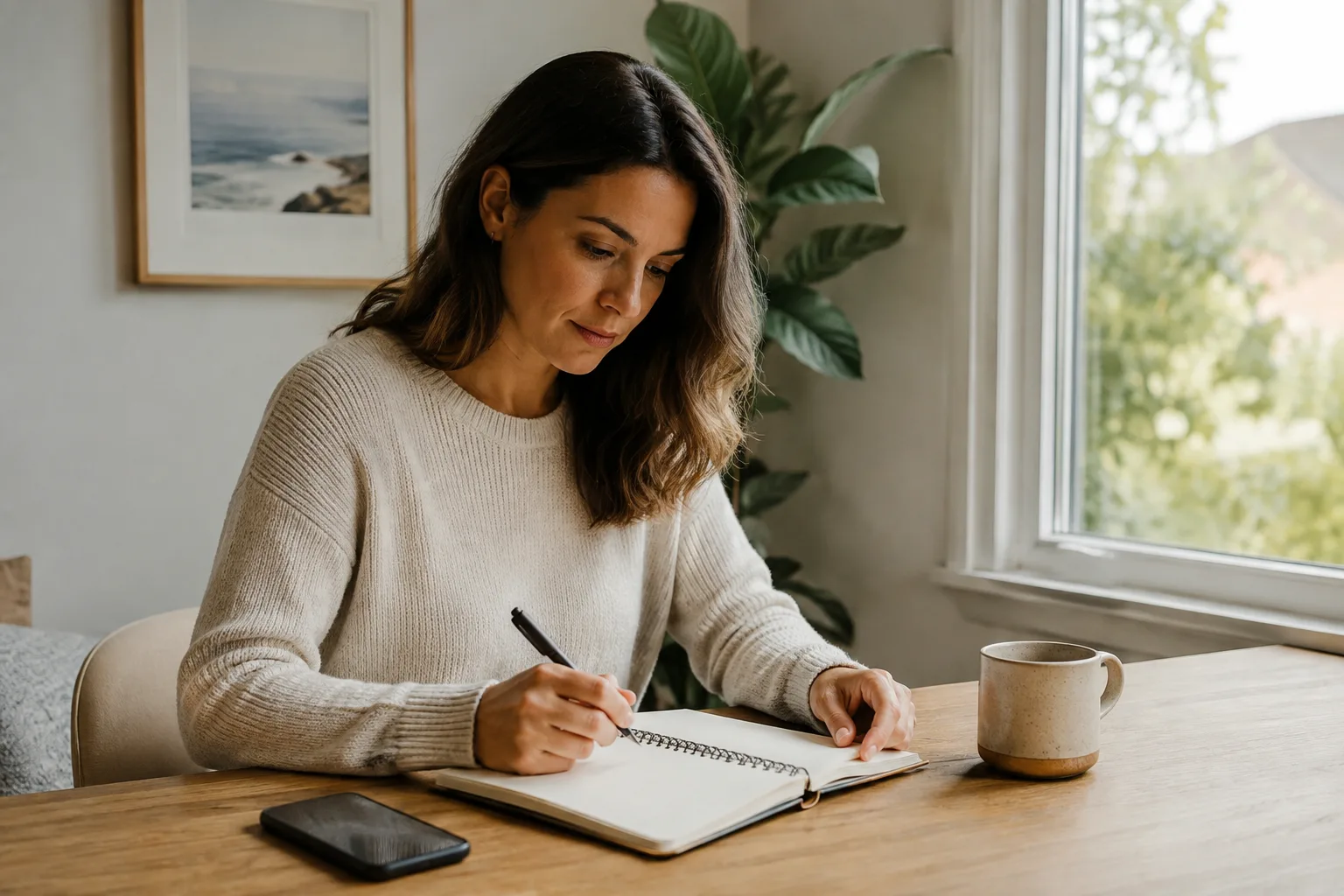 A woman prepares questions before discussing reconciliation with her ex